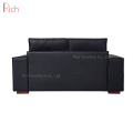 Classic Retro Living Room Loveseat Sofa Two Seater Black Full Grain Leather Couch